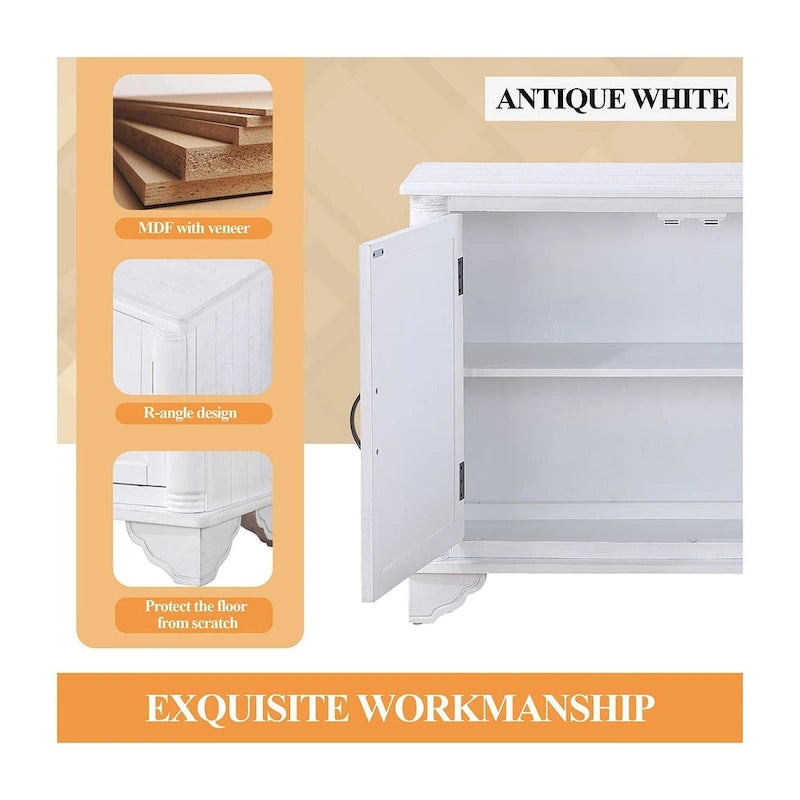 40 Pine 2 Door Storage Cabinet, Sideboard Buffet with Doors and Adjustable Shelf, Wood Entryway Chest, Cupboard