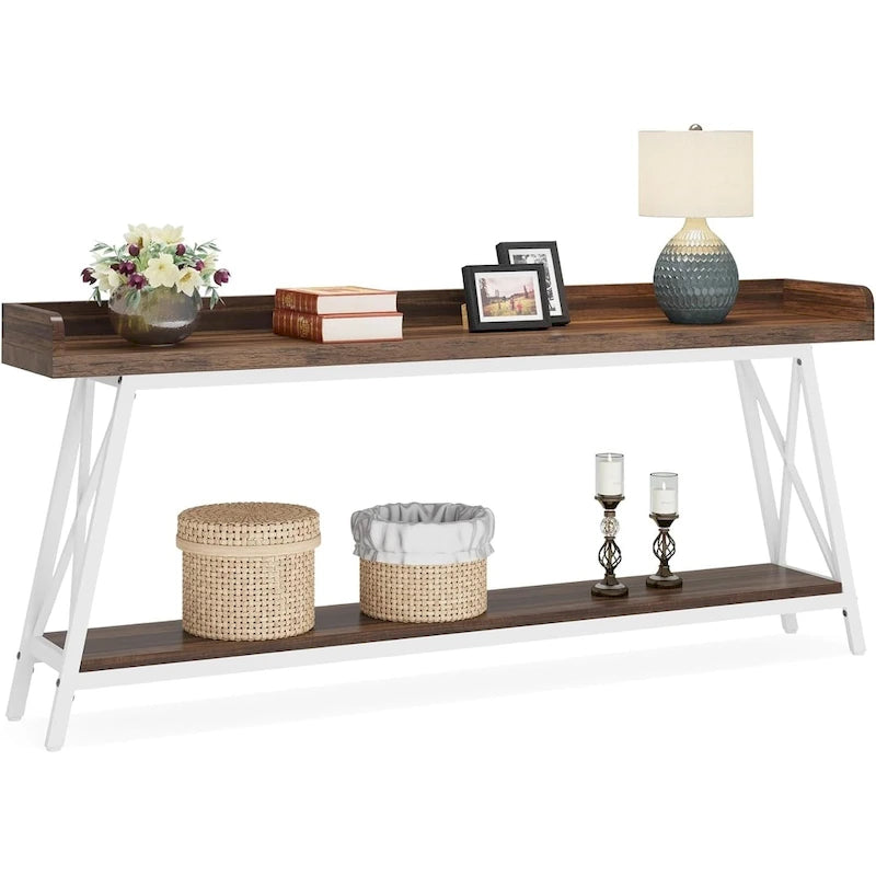 70.9 inch Long Sofa Console Table Behind Couch, Rustic Brown Entryway Table