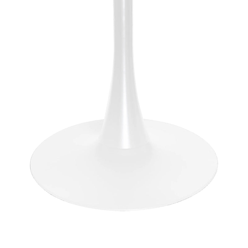 Bristol 35 Inch Mid Century Modern Round Dining Table, Wood Top & Glossy Iron Pedestal Base for Kitchen & Dining Room