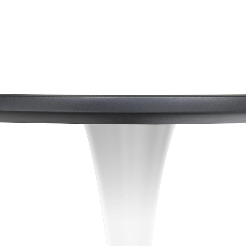 Bristol 35 Inch Mid Century Modern Round Dining Table, Wood Top & Glossy Iron Pedestal Base for Kitchen & Dining Room