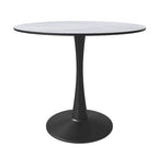 Bristol 35 Inch Mid Century Modern Round Dining Table, Wood Top & Glossy Iron Pedestal Base for Kitchen & Dining Room