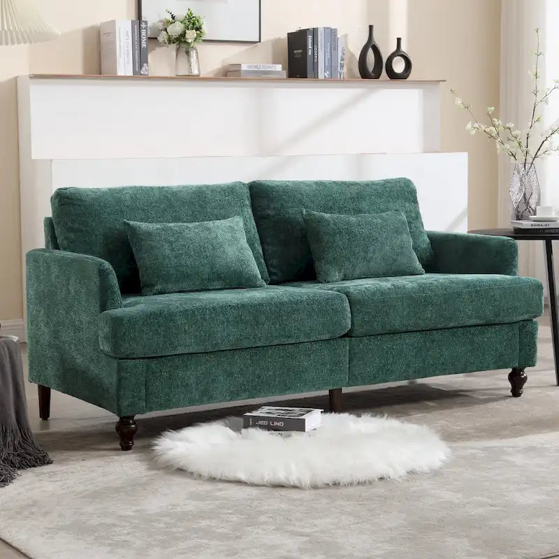 HOMEFUN Chenille Upholstered Mid Century Modern Wood Frame Loveseat for Living Room
