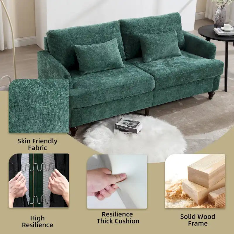 HOMEFUN Chenille Upholstered Mid Century Modern Wood Frame Loveseat for Living Room