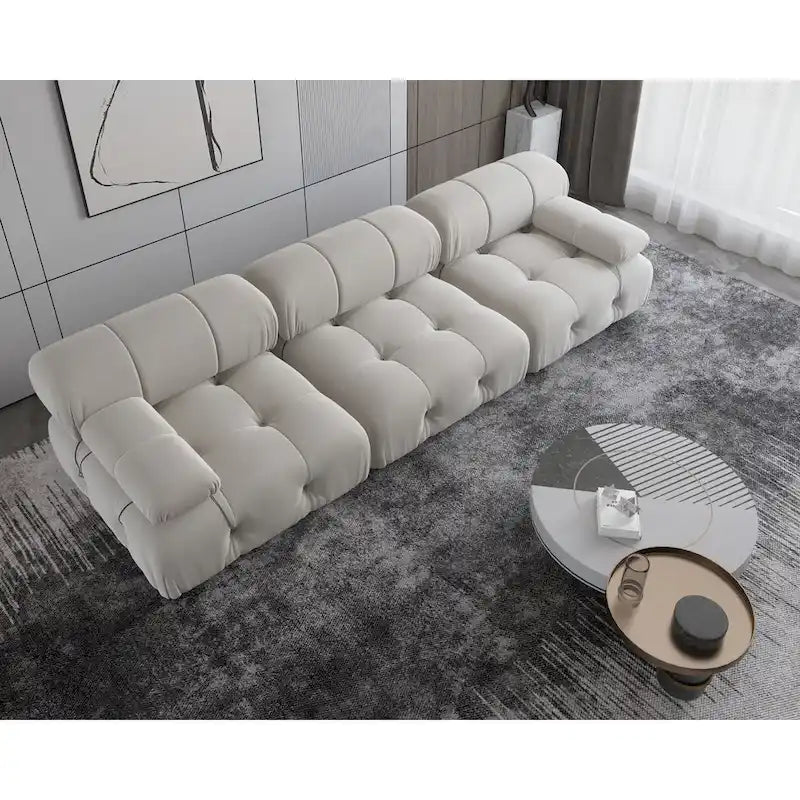 Modern Velvet Upholstery Modular Sectional Sofa,Beige