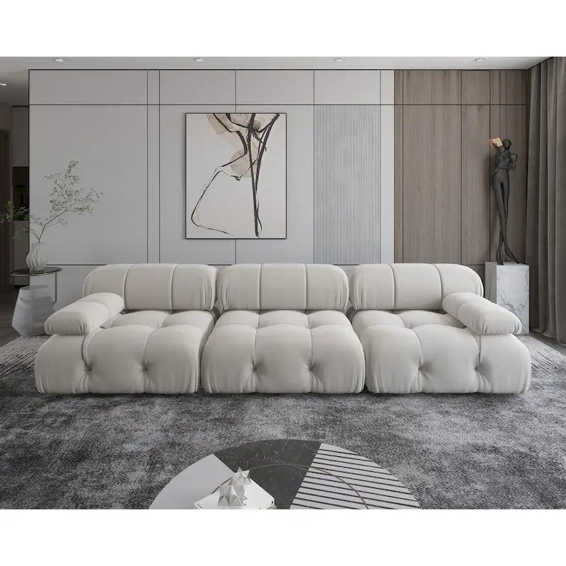 Modern Velvet Upholstery Modular Sectional Sofa,Beige