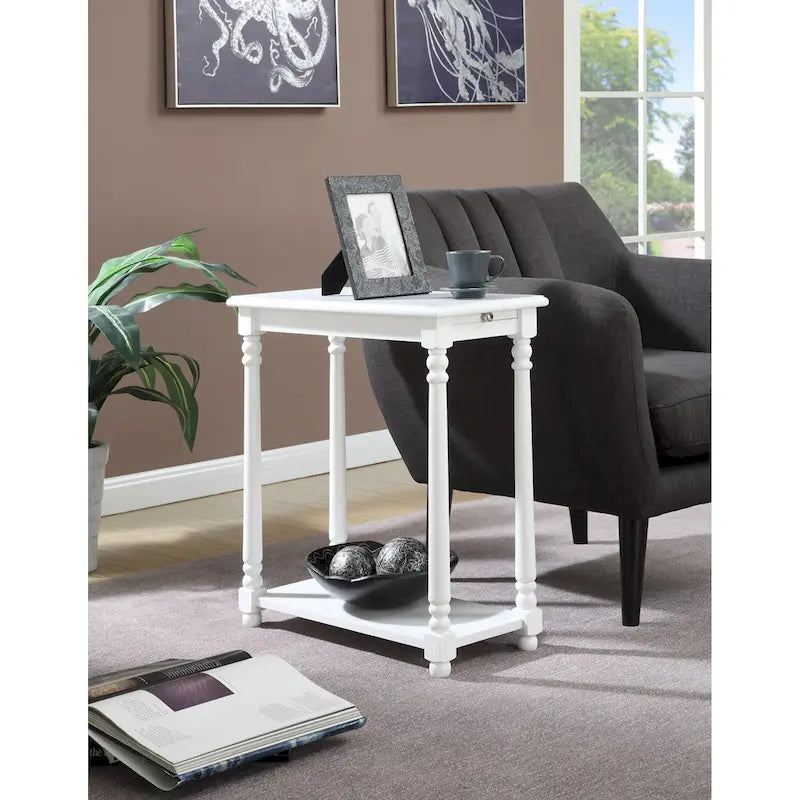 Convenience Concepts French Country Regent Chairside End Table with Pull-Out Shelf