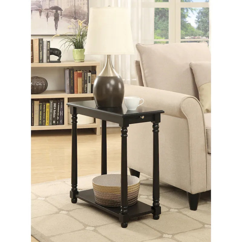 Convenience Concepts French Country Regent Chairside End Table with Pull-Out Shelf