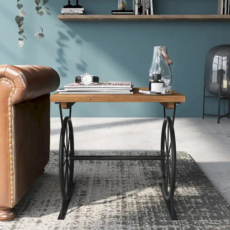 Dietrich Industrial 19-inch Metal Wheel Side Table by Carbon Loft