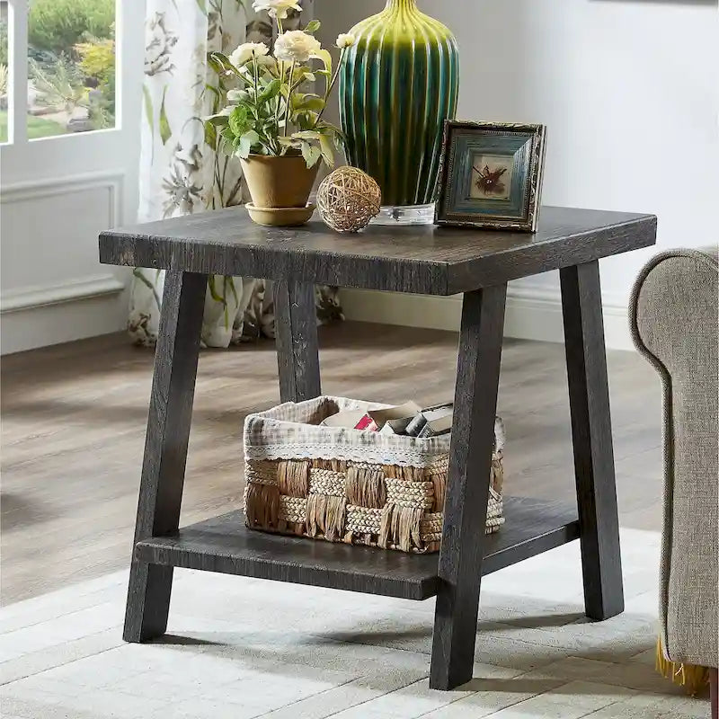 The Gray Barn Cedar Ridge Contemporary Replicated Wood Shelf End Table