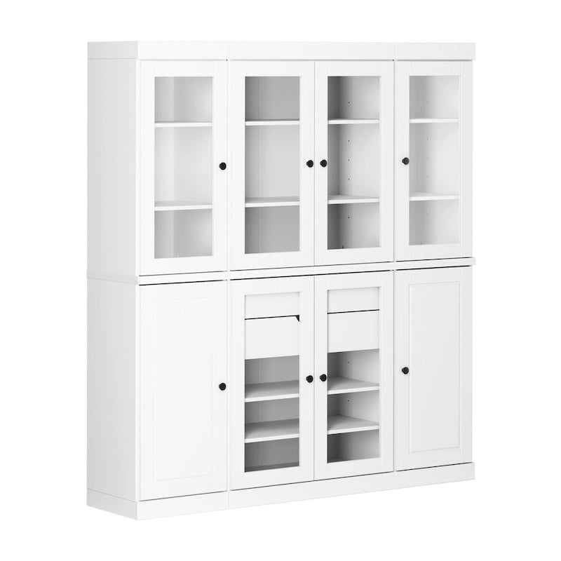 100% Solid Wood Kitchen China Pantry Buffet with Glass or Solid Wood Doors and 2-Drawer Kit by Palace Imports - 65 x 71.5
