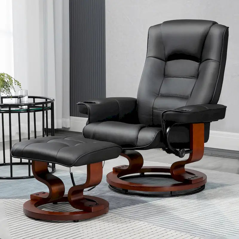 AVAWING Recliner Chair with Ottoman Vibration Massage Swivel