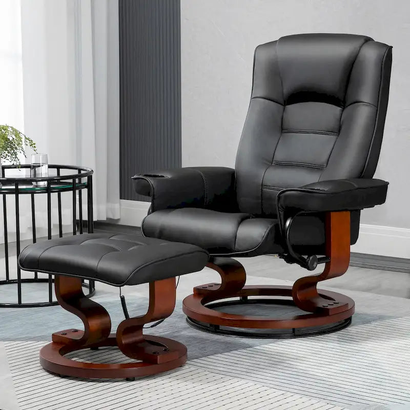 AVAWING Recliner Chair with Ottoman Vibration Massage Swivel