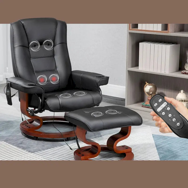 AVAWING Recliner Chair with Ottoman Vibration Massage Swivel