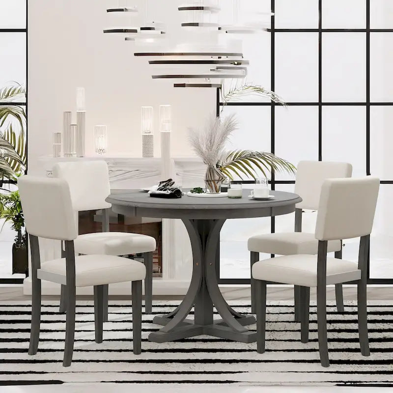 5-Piece Retro Round Dining Table Set