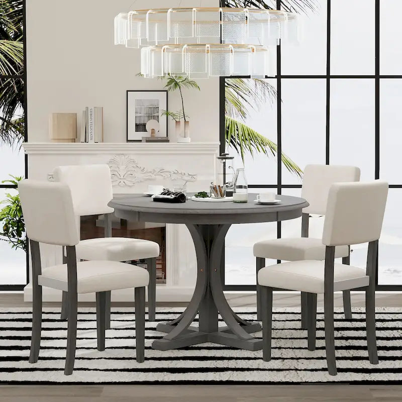 5-Piece Retro Round Dining Table Set
