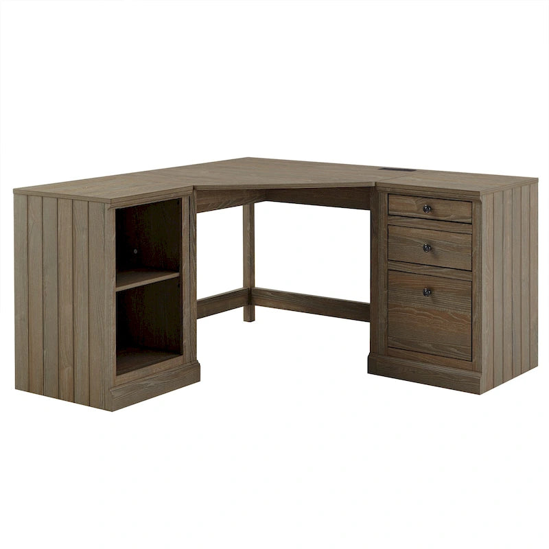 Hinesburg 40 in. Corner Desk with USB Chargers and 3-drawer File Cabinet by iNSPIRE Q Classic