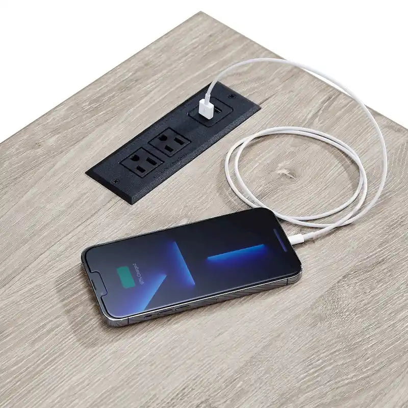 Hinesburg 40 in. Corner Desk with USB Chargers and 3-drawer File Cabinet by iNSPIRE Q Classic