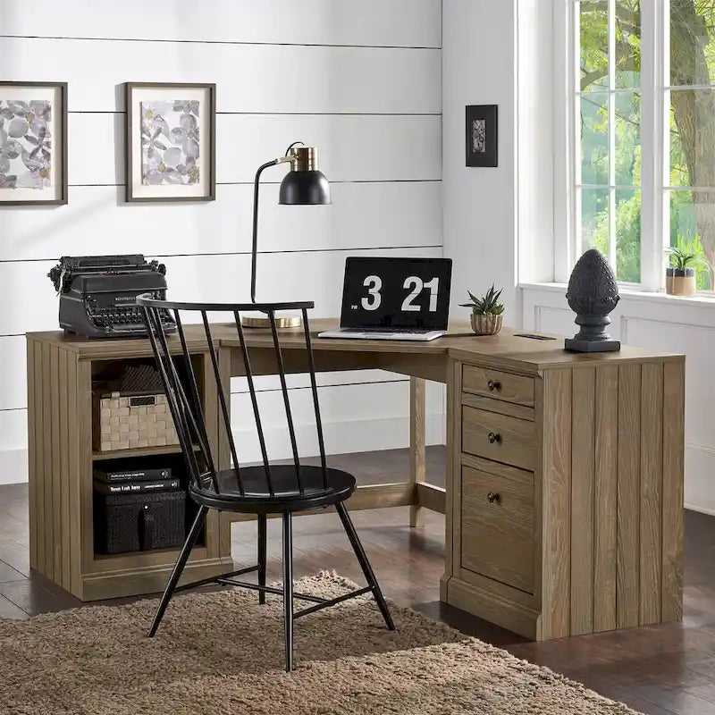 Hinesburg 40 in. Corner Desk with USB Chargers and 3-drawer File Cabinet by iNSPIRE Q Classic