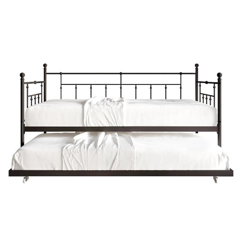 CraftPorch Classic Victorian Metal Twin Daybed with Trundle