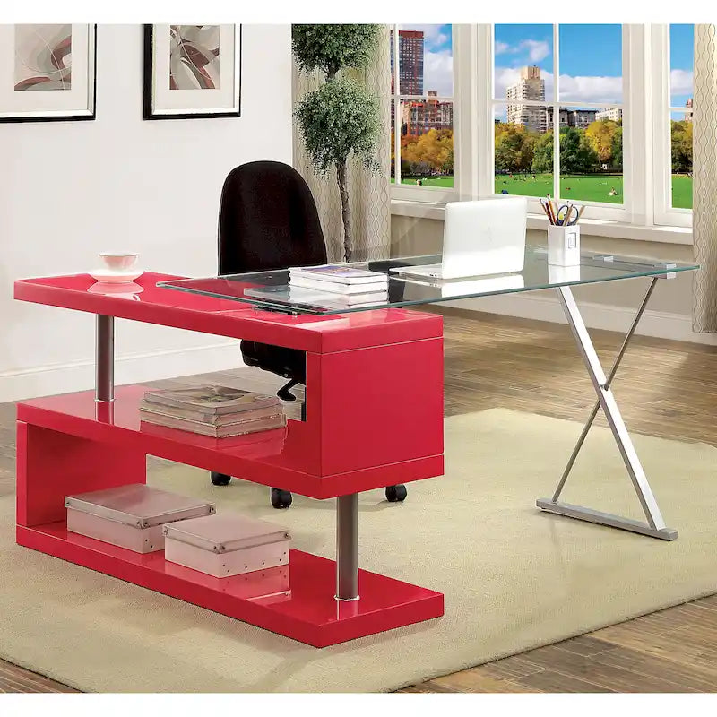 Marisa Contemporary 59-inch Metal Convertible Computer Desk by Furniture of America