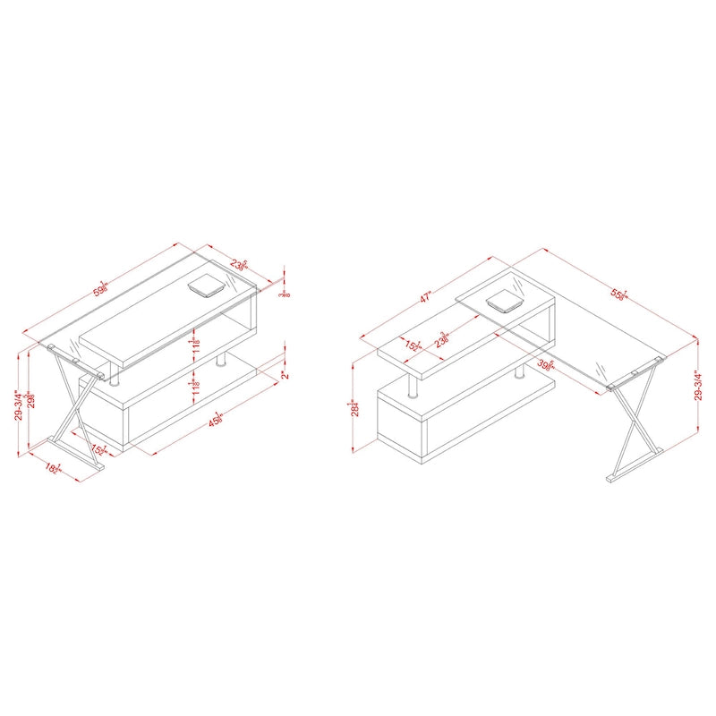 Marisa Contemporary 59-inch Metal Convertible Computer Desk by Furniture of America