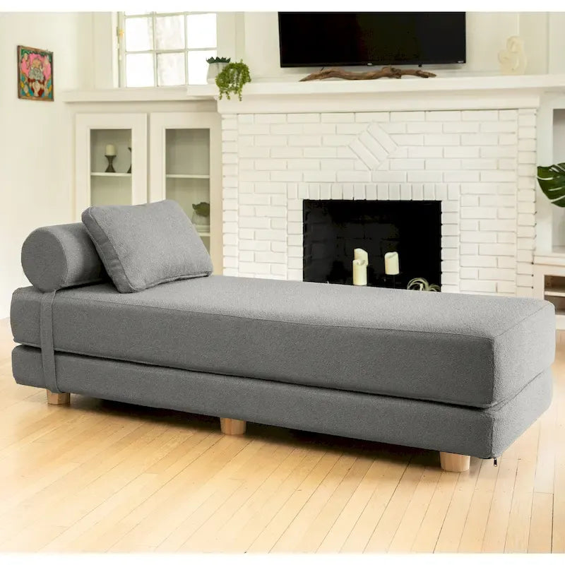 Jaxx Avida Daybed - Fold Out Queen Sleeper - Premium Boucle: Sleek and Modern Lounge for Relaxing and Overnight Guests
