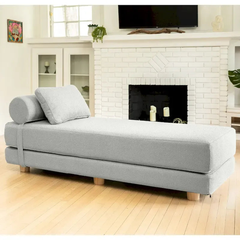 Jaxx Avida Daybed - Fold Out Queen Sleeper - Premium Boucle: Sleek and Modern Lounge for Relaxing and Overnight Guests
