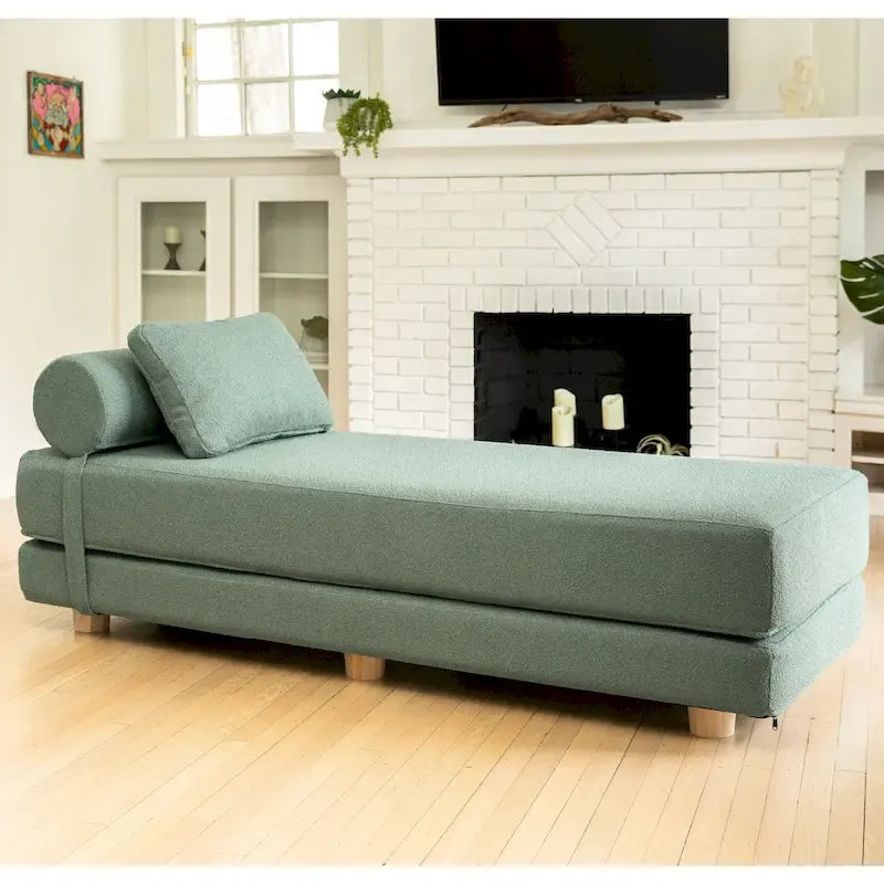 Jaxx Avida Daybed - Fold Out Queen Sleeper - Premium Boucle: Sleek and Modern Lounge for Relaxing and Overnight Guests