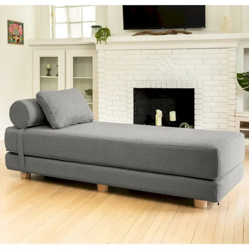 Jaxx Avida Daybed - Fold Out Queen Sleeper - Premium Boucle: Sleek and Modern Lounge for Relaxing and Overnight Guests