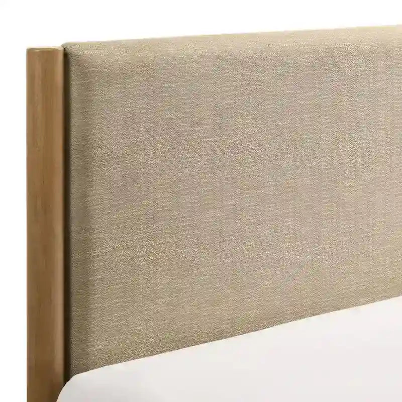 Roundhill Furniture Vichy Platform Bed, Light Walnut, Queen