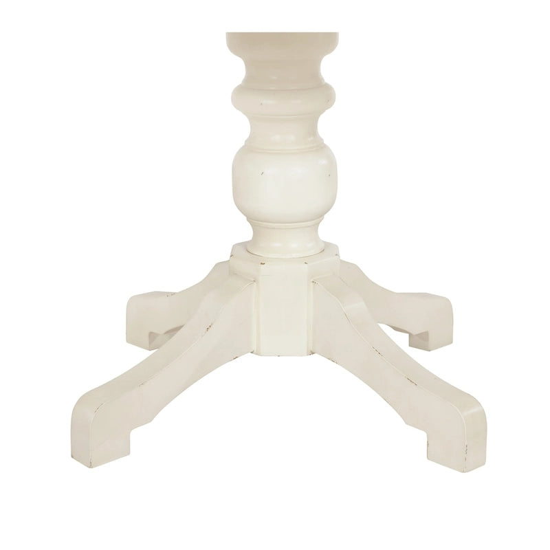 Roundhill Furniture Prato 5-Piece Round Dining Table Set with Cross Back Chairs, Antique White and Distressed Oak