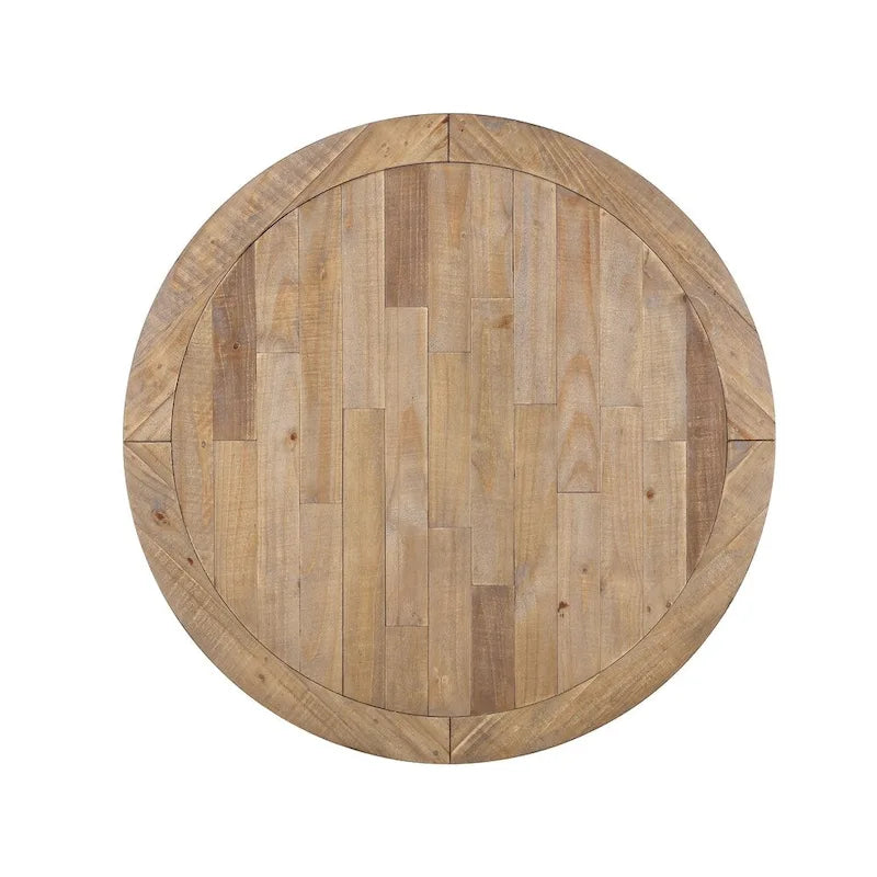 Roundhill Furniture Prato 5-Piece Round Dining Table Set with Cross Back Chairs, Antique White and Distressed Oak