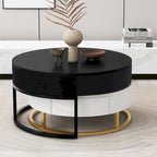 Merax Modern Round Lift-top Nesting Coffee Tables with 2 Drawers