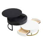 Merax Modern Round Lift-top Nesting Coffee Tables with 2 Drawers