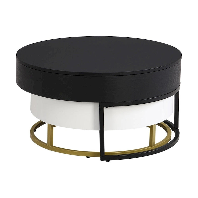 Merax Modern Round Lift-top Nesting Coffee Tables with 2 Drawers