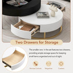 Merax Modern Round Lift-top Nesting Coffee Tables with 2 Drawers