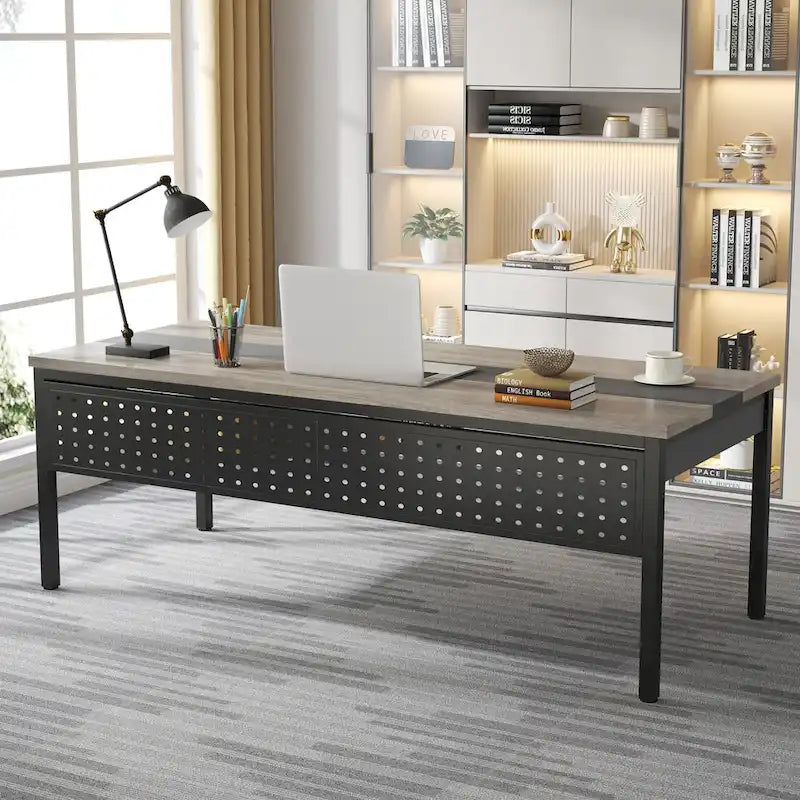 70.8 Inch L-shaped Computer Desk with Reversible File Drawer Cabinet, Executive Office Desk