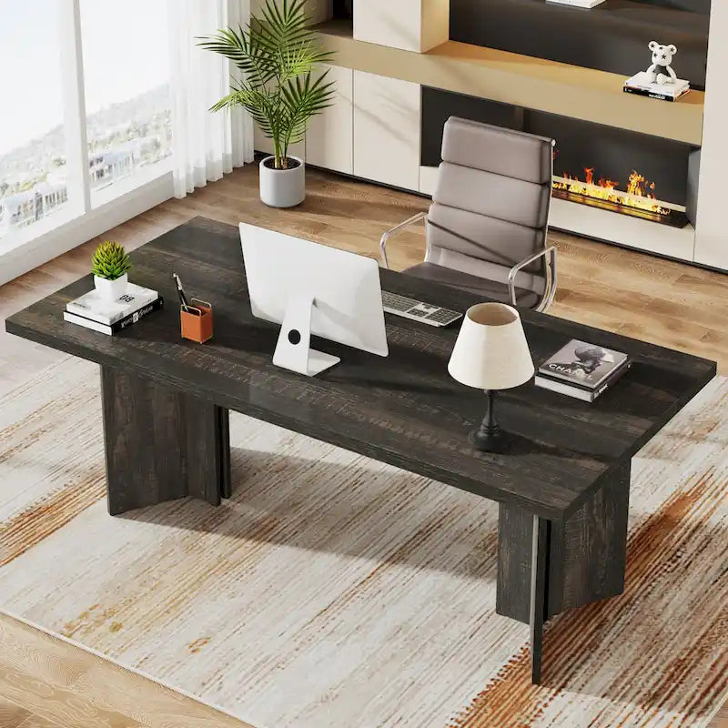 63-Inch Modern Executive Desk Large Office Computer Desk Writing Table