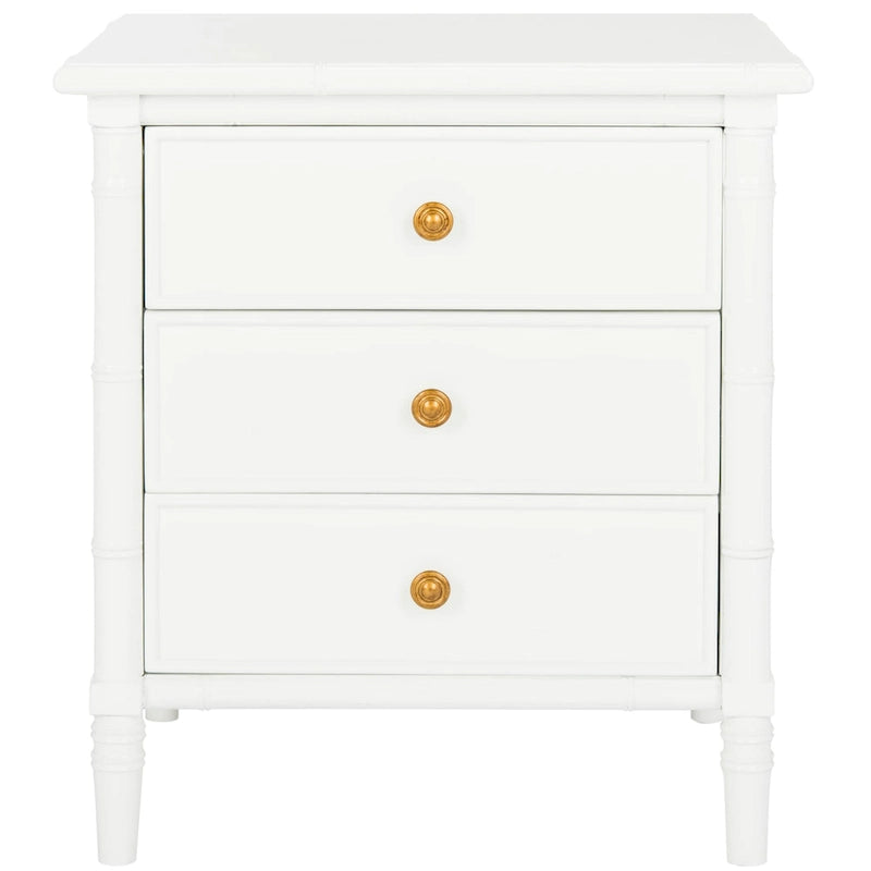 SAFAVIEH Jasmyne Modern Coastal 3-Drawer Navy Bamboo Nightstand