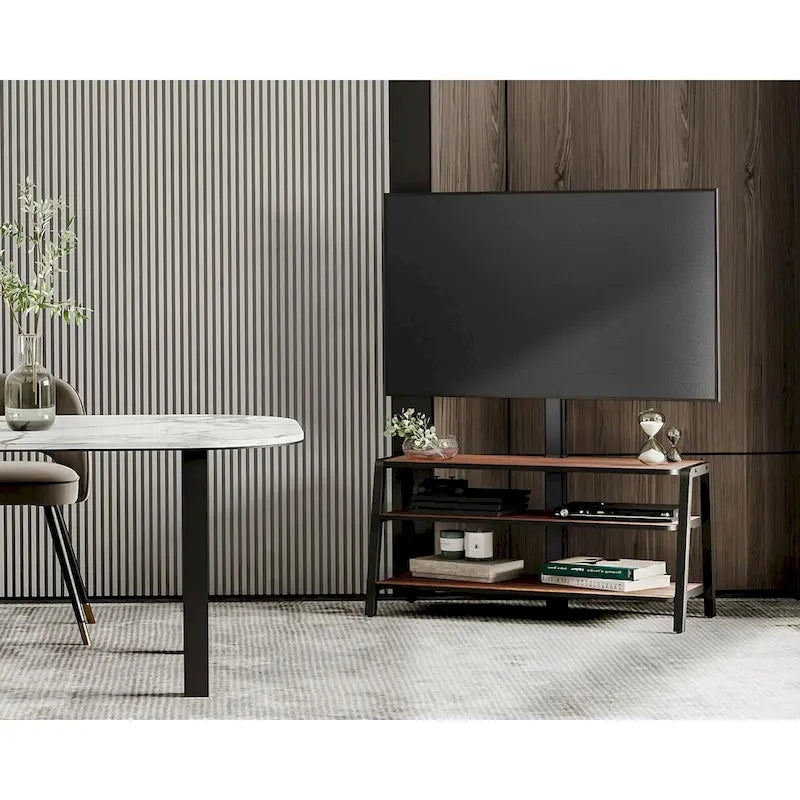 FITUEYES 3-Tier Floor TV Stand with Mount for 37-70 Inch TVs, Walnut