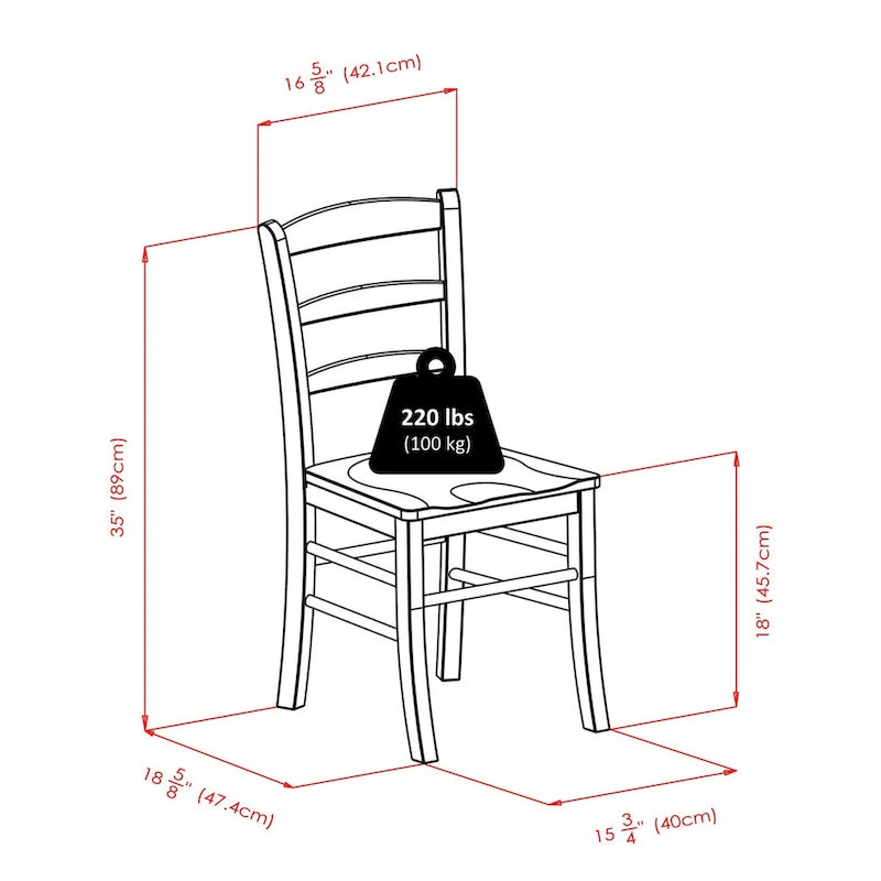 5-Pc Dining Table with Ladder-back Chairs, Walnut