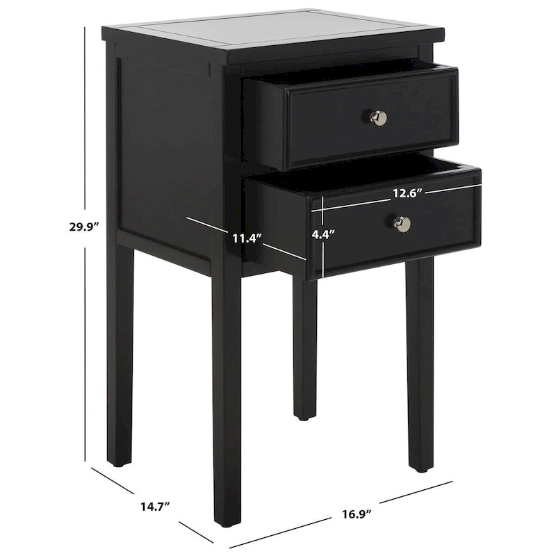 SAFAVIEH Minda 2-Drawer Accent End Table Nightstand (Fully Assembled) - 16.9 x 14.2 x 29.7 - 17Wx15Dx30H