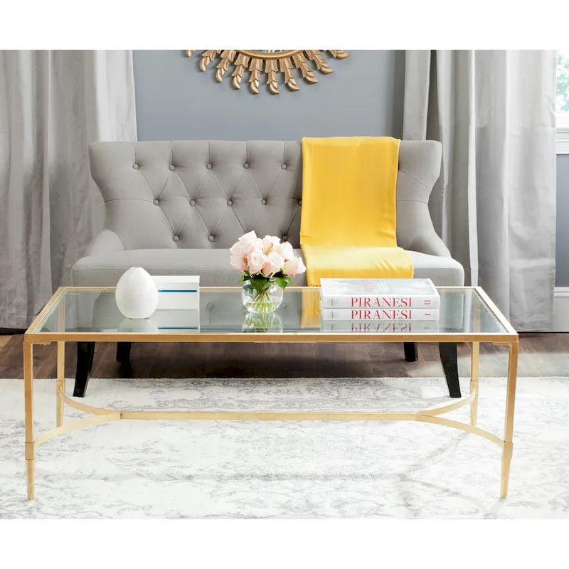 SAFAVIEH Jovita Gold Coffee Table - 50 x 26 x 18 - 50Wx26Dx18H