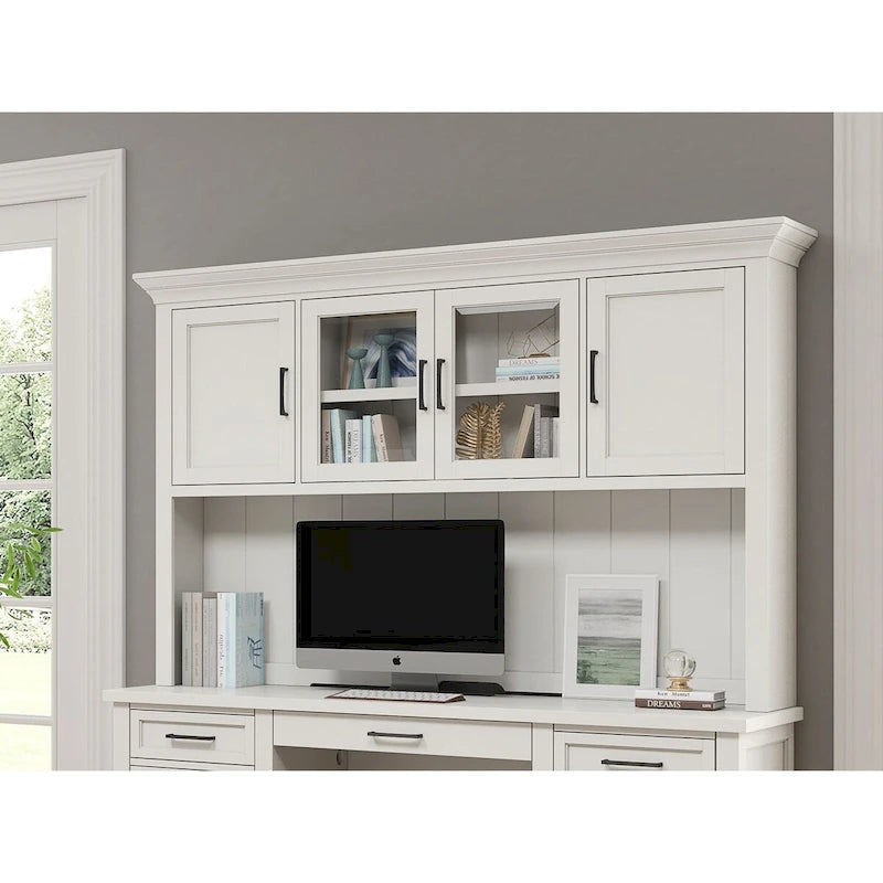 Modern Wood Hutch With Doors, Storage Hutch, Office Storage, Fully Assembled, White