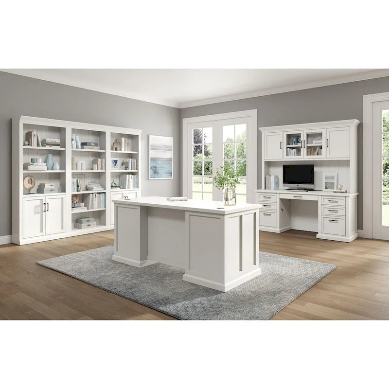 Modern Wood Hutch With Doors, Storage Hutch, Office Storage, Fully Assembled, White