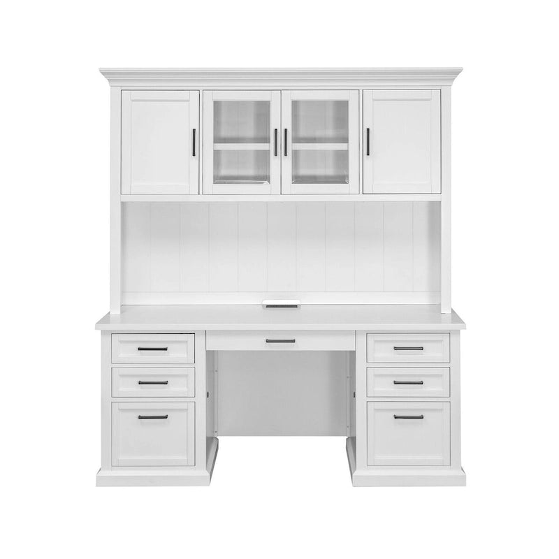 Modern Wood Hutch With Doors, Storage Hutch, Office Storage, Fully Assembled, White