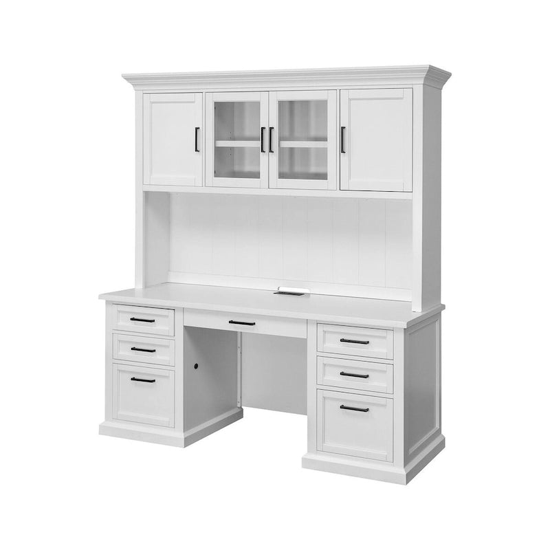 Modern Wood Hutch With Doors, Storage Hutch, Office Storage, Fully Assembled, White