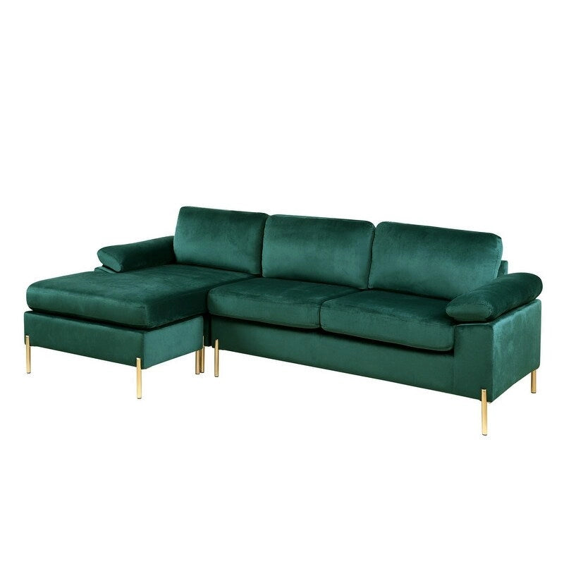 Modern Glam L-Shape Velvet Sectional Sofa Set Sofa Couch for Living Room