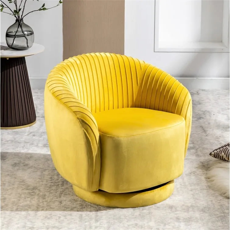 US Pride Furniture Contemporary Velvet Swivel Barrel Chair with 360 Spin Capability Round Accent One-Seater Sofa
