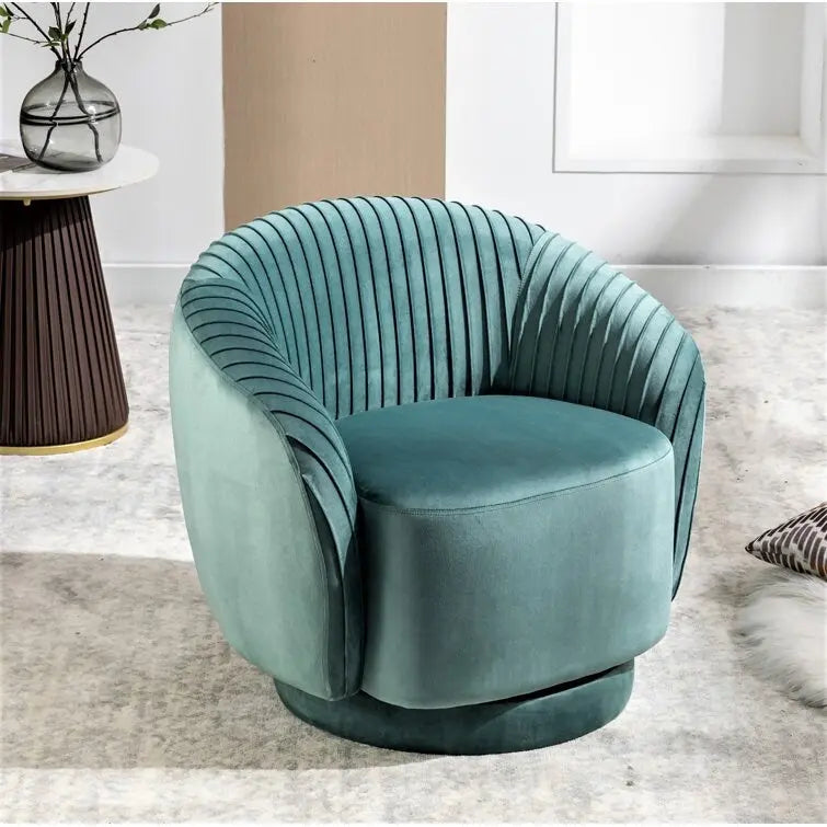 US Pride Furniture Contemporary Velvet Swivel Barrel Chair with 360 Spin Capability Round Accent One-Seater Sofa
